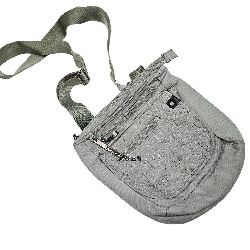 Sherpani Jag Le Crossbody Bag Adjustable Strap‎ Multiple Zipper Pockets Gray